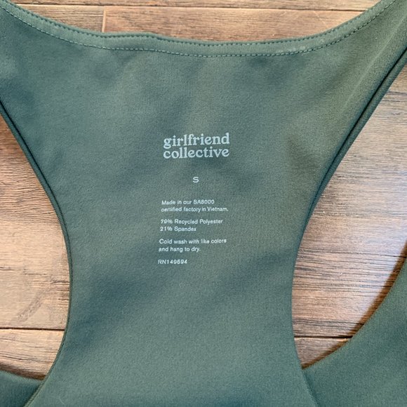 Girlfriend Collective Paloma Bra in Moss - Picture 3 of 6